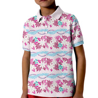 Monstera Tiare Plumeria Lei Pattern Kid Polo Shirt Pink Version