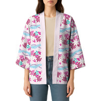 Monstera Tiare Plumeria Lei Pattern Kimono Pink Version LT01 - Polynesian Pride