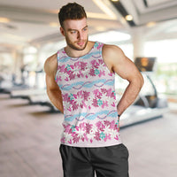 Monstera Tiare Plumeria Lei Pattern Men Tank Top Pink Version