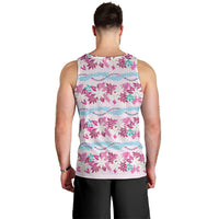 Monstera Tiare Plumeria Lei Pattern Men Tank Top Pink Version