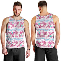 Monstera Tiare Plumeria Lei Pattern Men Tank Top Pink Version