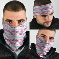 Monstera Tiare Plumeria Lei Pattern Neck Gaiter Pink Version LT01 - Polynesian Pride
