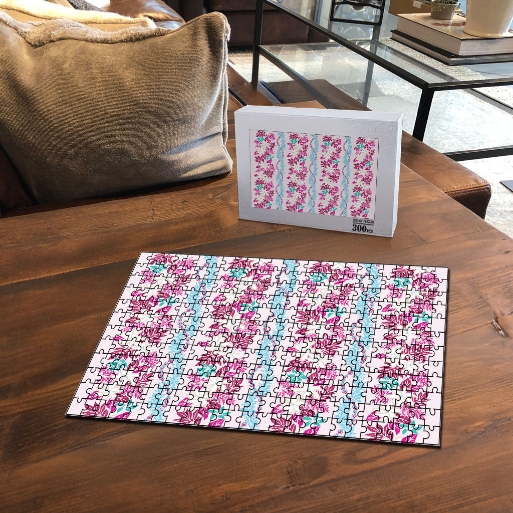 Monstera Tiare Plumeria Lei Pattern Puzzle Pink Version LT01 - Polynesian Pride