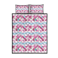 Monstera Tiare Plumeria Lei Pattern Quilt Bed Set Pink Version LT01 - Polynesian Pride