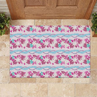 Monstera Tiare Plumeria Lei Pattern Rubber Doormat Pink Version LT01 Pink - Polynesian Pride