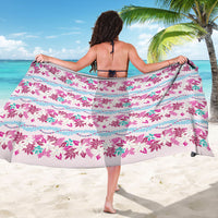 Monstera Tiare Plumeria Lei Pattern Sarong Pink Version LT01 - Polynesian Pride