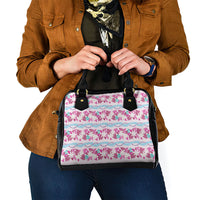 Monstera Tiare Plumeria Lei Pattern Shoulder Handbag Pink Version LT01 - Polynesian Pride