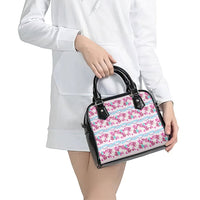 Monstera Tiare Plumeria Lei Pattern Shoulder Handbag Pink Version LT01 - Polynesian Pride
