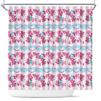 Monstera Tiare Plumeria Lei Pattern Shower Curtain Pink Version LT01 Pink - Polynesian Pride