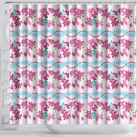Monstera Tiare Plumeria Lei Pattern Shower Curtain Pink Version LT01 - Polynesian Pride