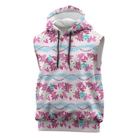Monstera Tiare Plumeria Lei Pattern Sleeveless Hoodie Pink Version LT01 Pink - Polynesian Pride