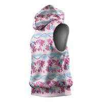 Monstera Tiare Plumeria Lei Pattern Sleeveless Hoodie Pink Version LT01 - Polynesian Pride