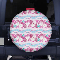 Monstera Tiare Plumeria Lei Pattern Spare Tire Cover Pink Version LT01 No hole Pink - Polynesian Pride