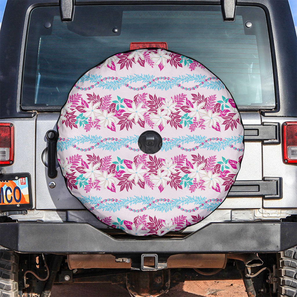Monstera Tiare Plumeria Lei Pattern Spare Tire Cover Pink Version LT01 Pink - Polynesian Pride