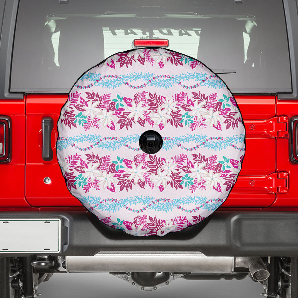 Monstera Tiare Plumeria Lei Pattern Spare Tire Cover Pink Version LT01 - Polynesian Pride