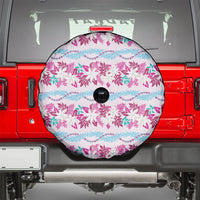 Monstera Tiare Plumeria Lei Pattern Spare Tire Cover Pink Version LT01 - Polynesian Pride