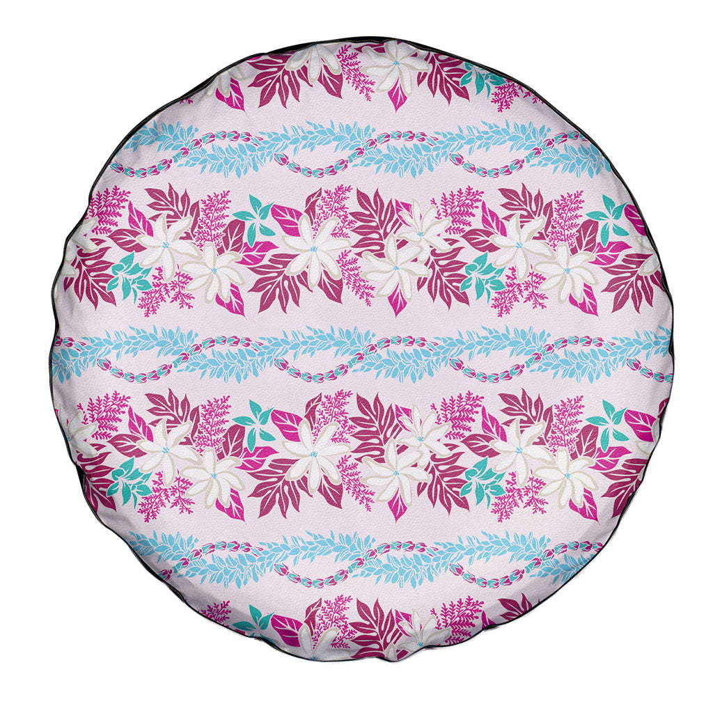 Monstera Tiare Plumeria Lei Pattern Spare Tire Cover Pink Version LT01 - Polynesian Pride