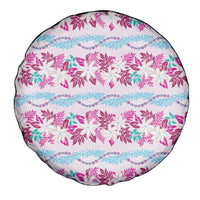 Monstera Tiare Plumeria Lei Pattern Spare Tire Cover Pink Version LT01 - Polynesian Pride