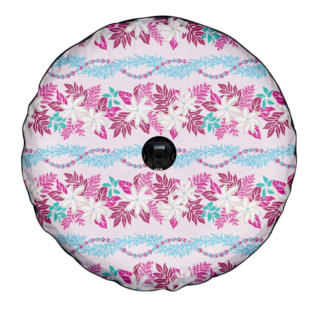 Monstera Tiare Plumeria Lei Pattern Spare Tire Cover Pink Version LT01 - Polynesian Pride