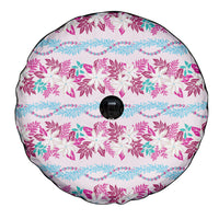 Monstera Tiare Plumeria Lei Pattern Spare Tire Cover Pink Version LT01 - Polynesian Pride