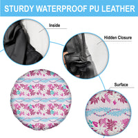 Monstera Tiare Plumeria Lei Pattern Spare Tire Cover Pink Version LT01 - Polynesian Pride