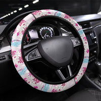 Monstera Tiare Plumeria Lei Pattern Steering Wheel Cover Pink Version
