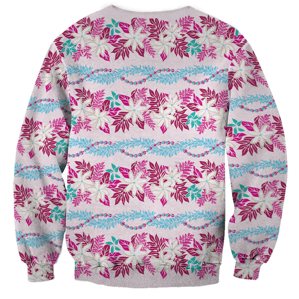 Monstera Tiare Plumeria Lei Pattern Sweatshirt Pink Version LT01 - Polynesian Pride