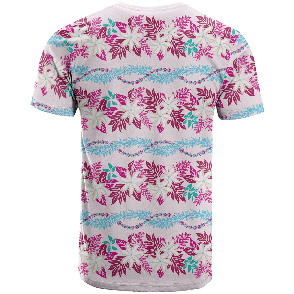 Monstera Tiare Plumeria Lei Pattern T Shirt Pink Version