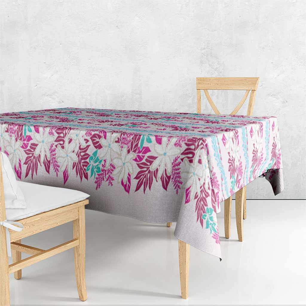 Monstera Tiare Plumeria Lei Pattern Tablecloth Pink Version LT01 - Polynesian Pride