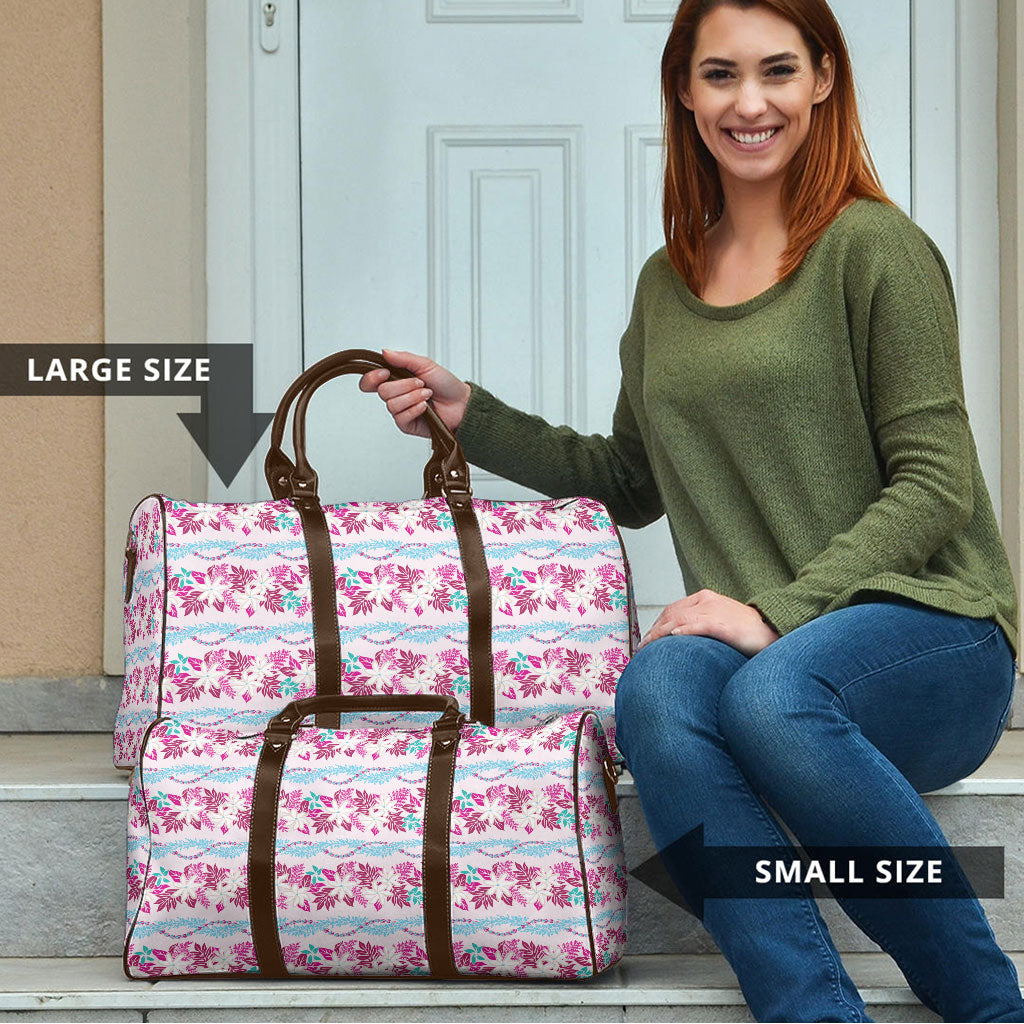 Monstera Tiare Plumeria Lei Pattern Travel Bag Pink Version LT01 - Polynesian Pride