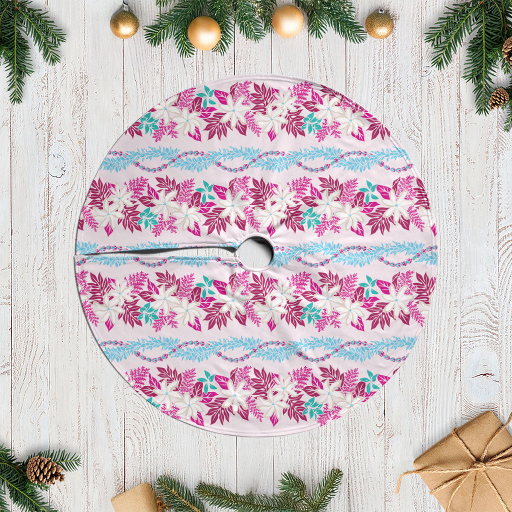 Monstera Tiare Plumeria Lei Pattern Tree Skirt Pink Version LT01 Casual Pink - Polynesian Pride