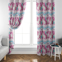 Monstera Tiare Plumeria Lei Pattern Window Curtain Pink Version LT01 - Polynesian Pride