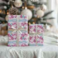 Monstera Tiare Plumeria Lei Pattern Wrapping Paper Pink Version