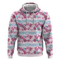 Monstera Tiare Plumeria Lei Pattern Zip Hoodie Pink Version LT01 Pullover Hoodie Pink - Polynesian Pride