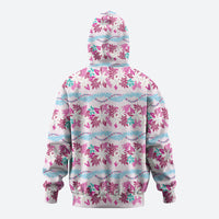 Monstera Tiare Plumeria Lei Pattern Zip Hoodie Pink Version LT01 - Polynesian Pride