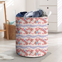 Monstera Tiare Plumeria Lei Pattern Laundry Basket Red Version