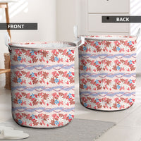 Monstera Tiare Plumeria Lei Pattern Laundry Basket Red Version