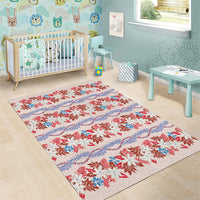 Monstera Tiare Plumeria Lei Pattern Area Rug Red Version LT01 - Polynesian Pride