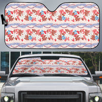 Monstera Tiare Plumeria Lei Pattern Auto Sun Shade Red Version