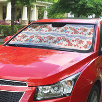 Monstera Tiare Plumeria Lei Pattern Auto Sun Shade Red Version