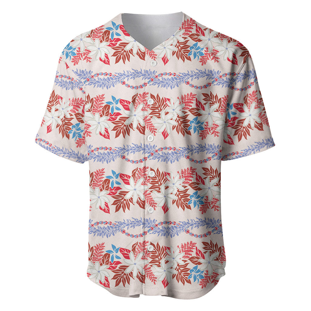 Monstera Tiare Plumeria Lei Pattern Baseball Jersey Red Version