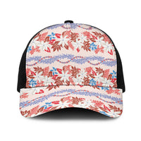 Monstera Tiare Plumeria Lei Pattern Baseball Net Cap Red Version