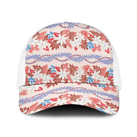 Monstera Tiare Plumeria Lei Pattern Baseball Net Cap Red Version