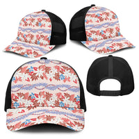 Monstera Tiare Plumeria Lei Pattern Baseball Net Cap Red Version