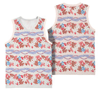 Monstera Tiare Plumeria Lei Pattern Basketball Jersey Red Version LT01 - Polynesian Pride