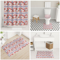 Monstera Tiare Plumeria Lei Pattern Bathroom Set Red Version LT01 - Polynesian Pride