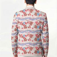 Monstera Tiare Plumeria Lei Pattern Blazer Red Version