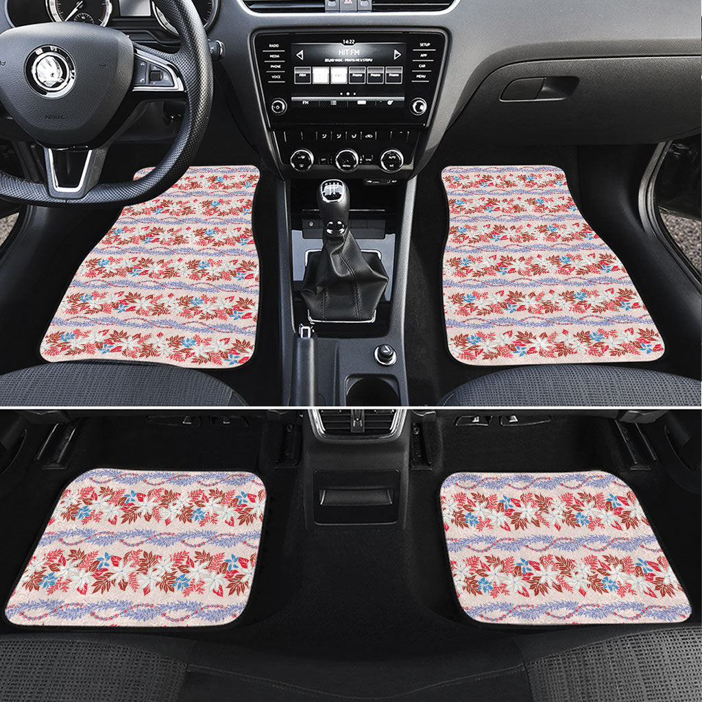 Monstera Tiare Plumeria Lei Pattern Car Mats Red Version