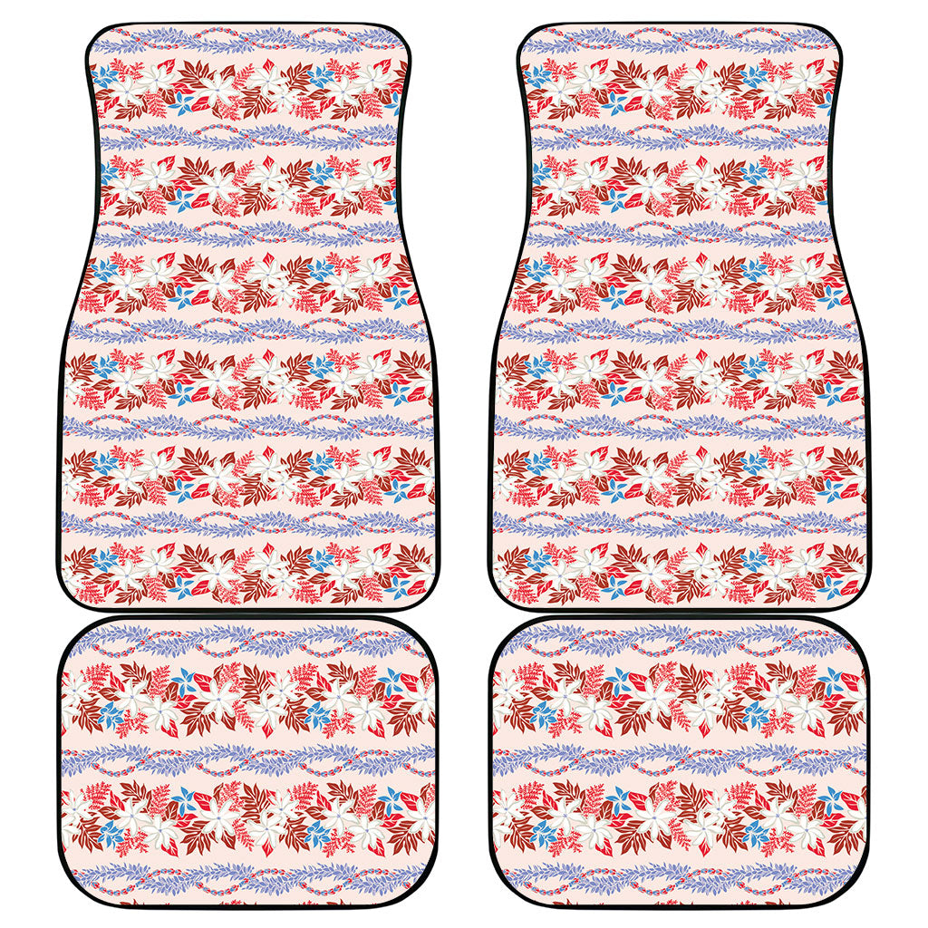 Monstera Tiare Plumeria Lei Pattern Car Mats Red Version LT01 - Polynesian Pride