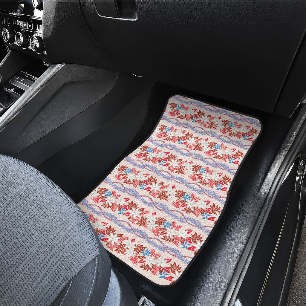 Monstera Tiare Plumeria Lei Pattern Car Mats Red Version LT01 - Polynesian Pride